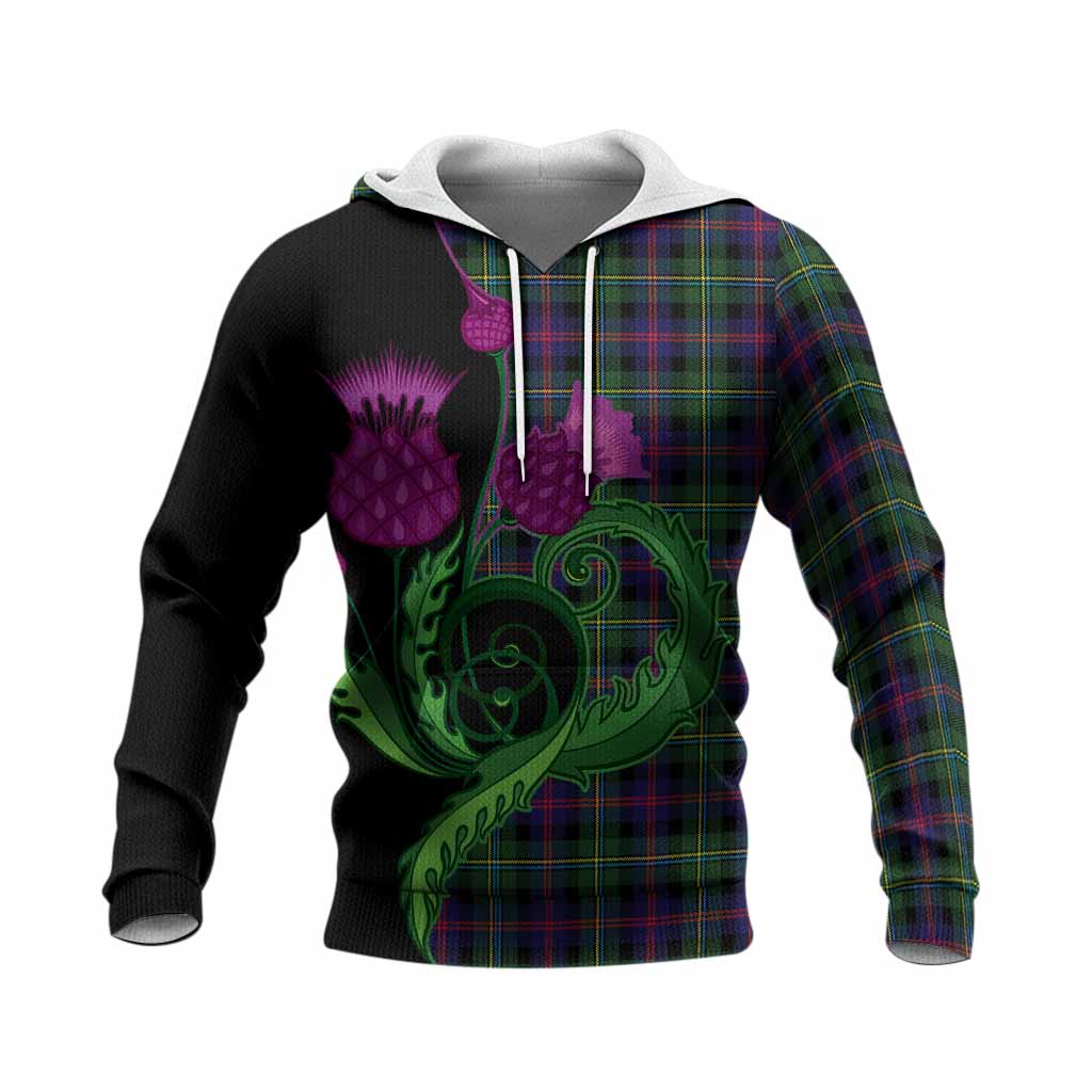 Malcolm Tartan Knitted Hoodie Traditional Scottish Thistle