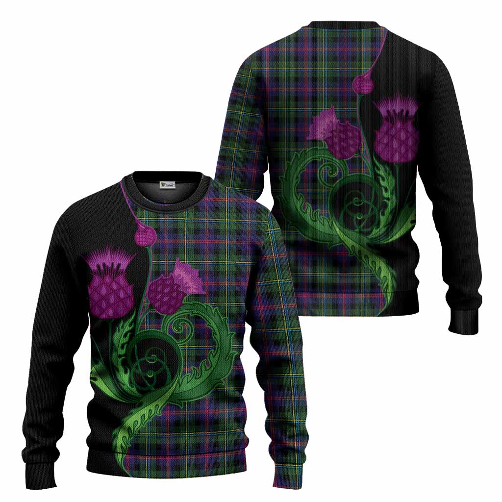 Malcolm Tartan Knitted Sweater Traditional Scottish Thistle