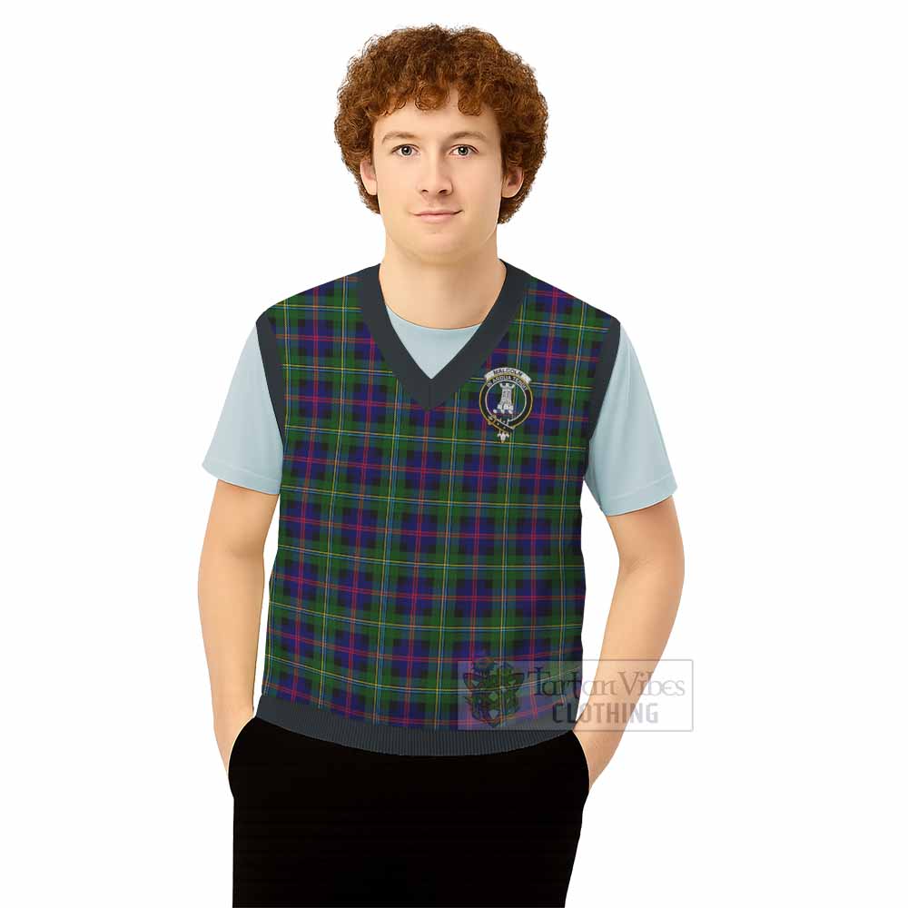 Malcolm Tartan Knitted V-Neck Vest with Family Crest - Tartan Vibes Clothing