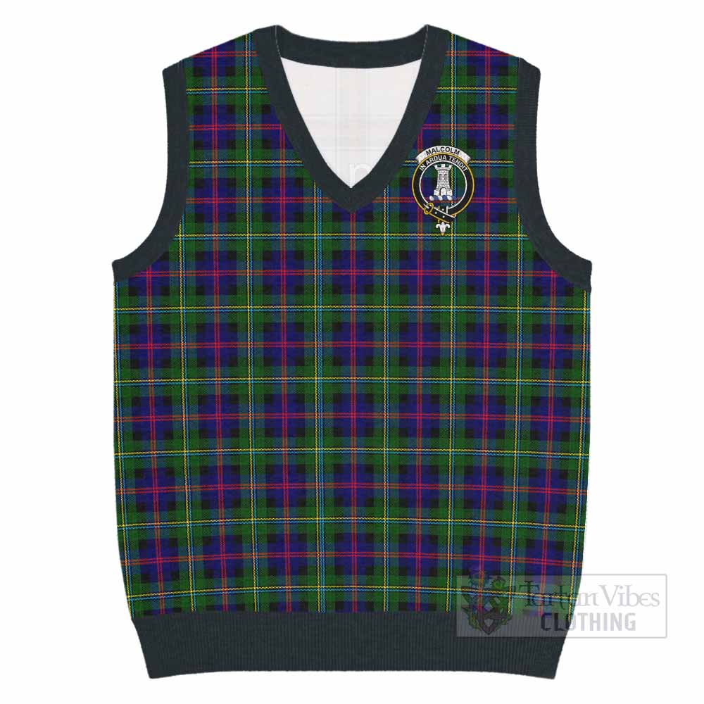 Malcolm Tartan Knitted V-Neck Vest with Family Crest - Tartan Vibes Clothing