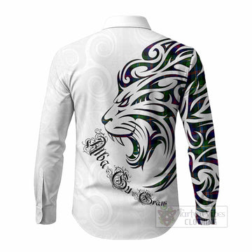 Malcolm Tartan Lion Roar Long Sleeve Button Shirts Alba Gu Brath with Celtic Motifs