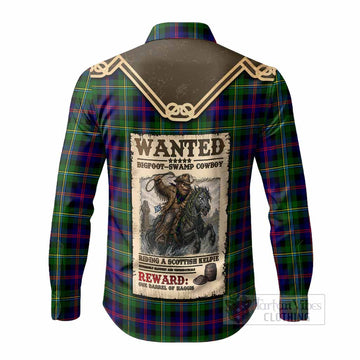 Malcolm Tartan Long Sleeve Button Shirts Bigfoot Riding The Kelpie Monster