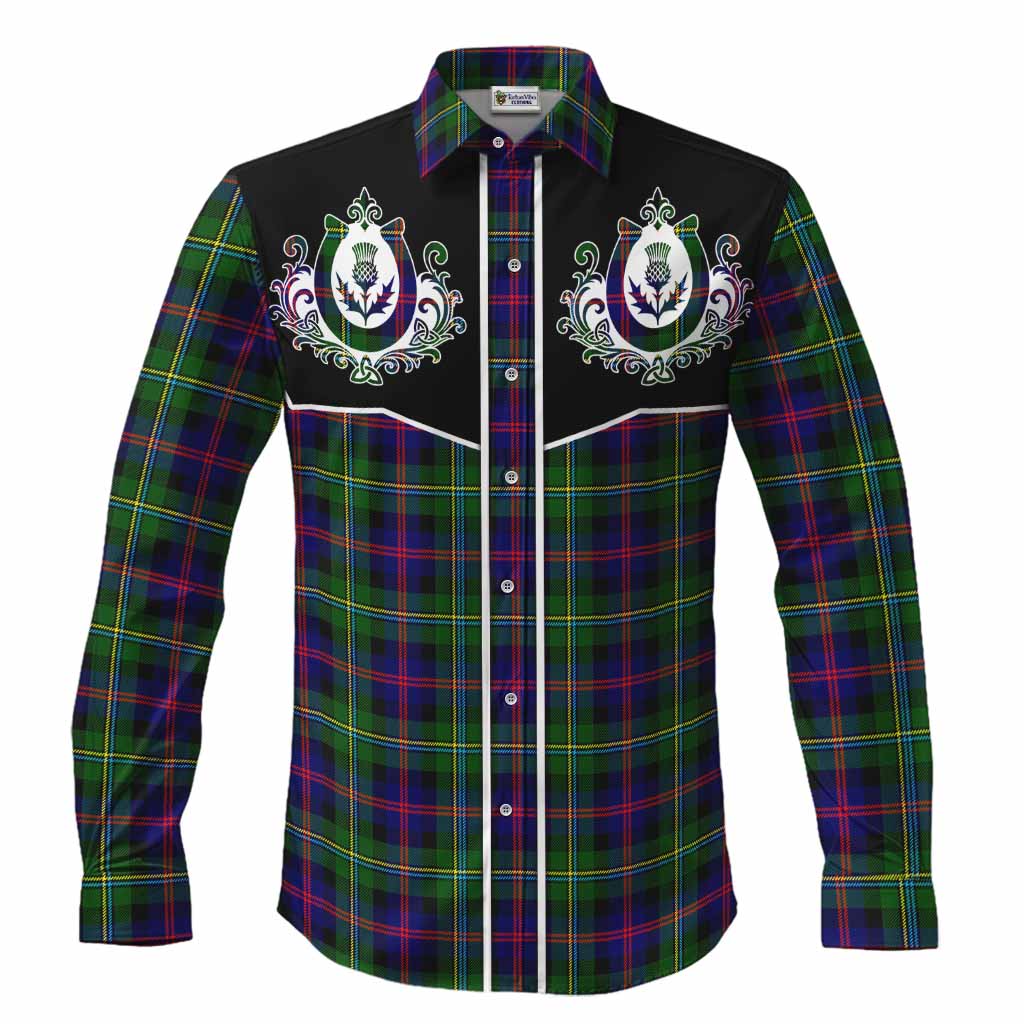 Malcolm Tartan Long Sleeve Button Shirts Horseshoe Ornament Men's Shirt S - Tartan Vibes Clothing