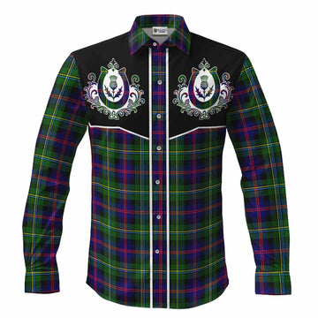 Malcolm Tartan Long Sleeve Button Shirts Horseshoe Ornament Men's Shirt S - Tartan Vibes Clothing