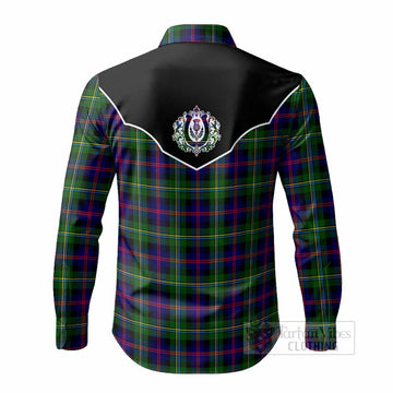 Malcolm Tartan Long Sleeve Button Shirts Horseshoe Ornament - Tartan Vibes Clothing