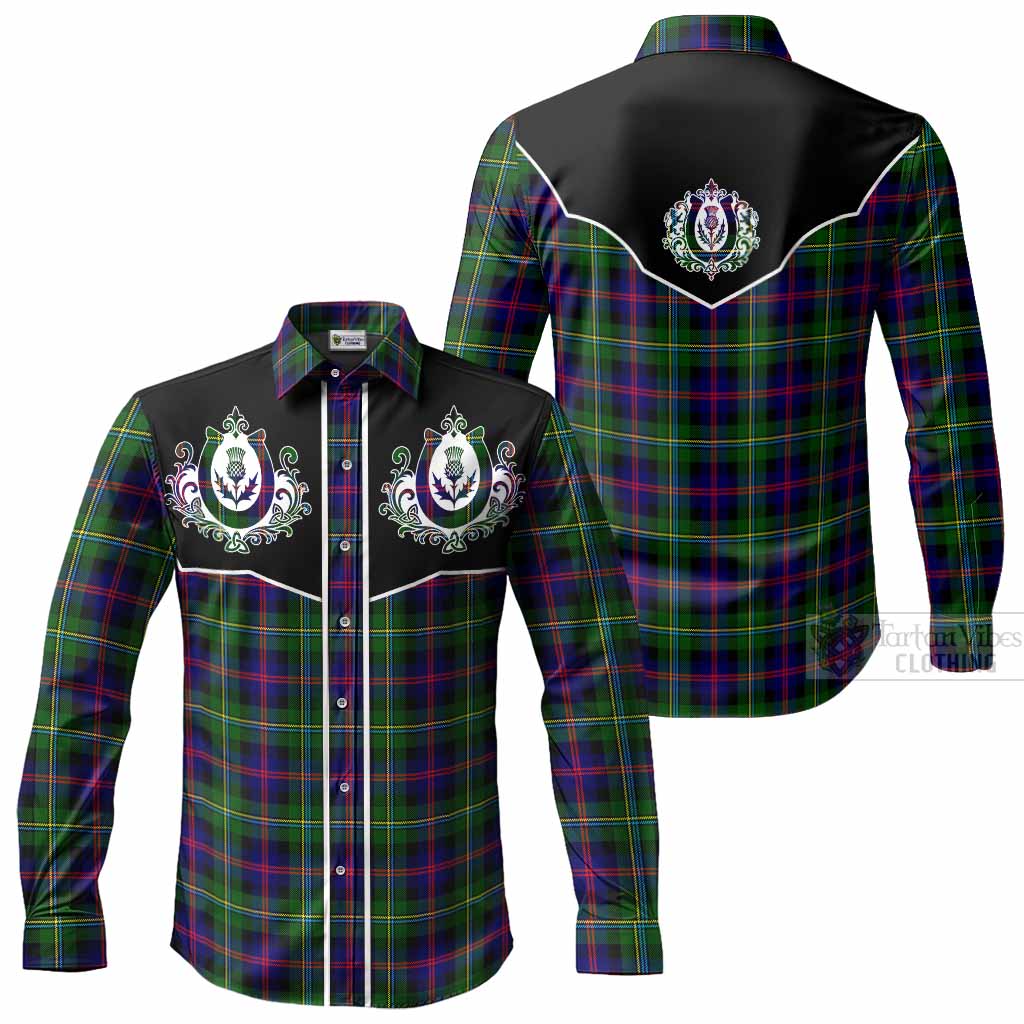 Malcolm Tartan Long Sleeve Button Shirts Horseshoe Ornament Men's Shirt - Tartan Vibes Clothing