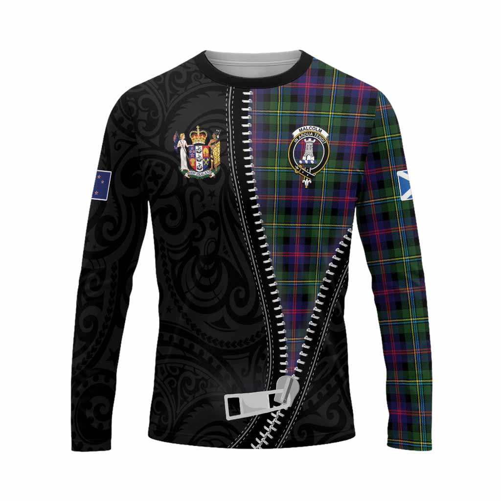 Malcolm Tartan Long Sleeve T-Shirt New Zealand Pattern Unique Zipper Stylized