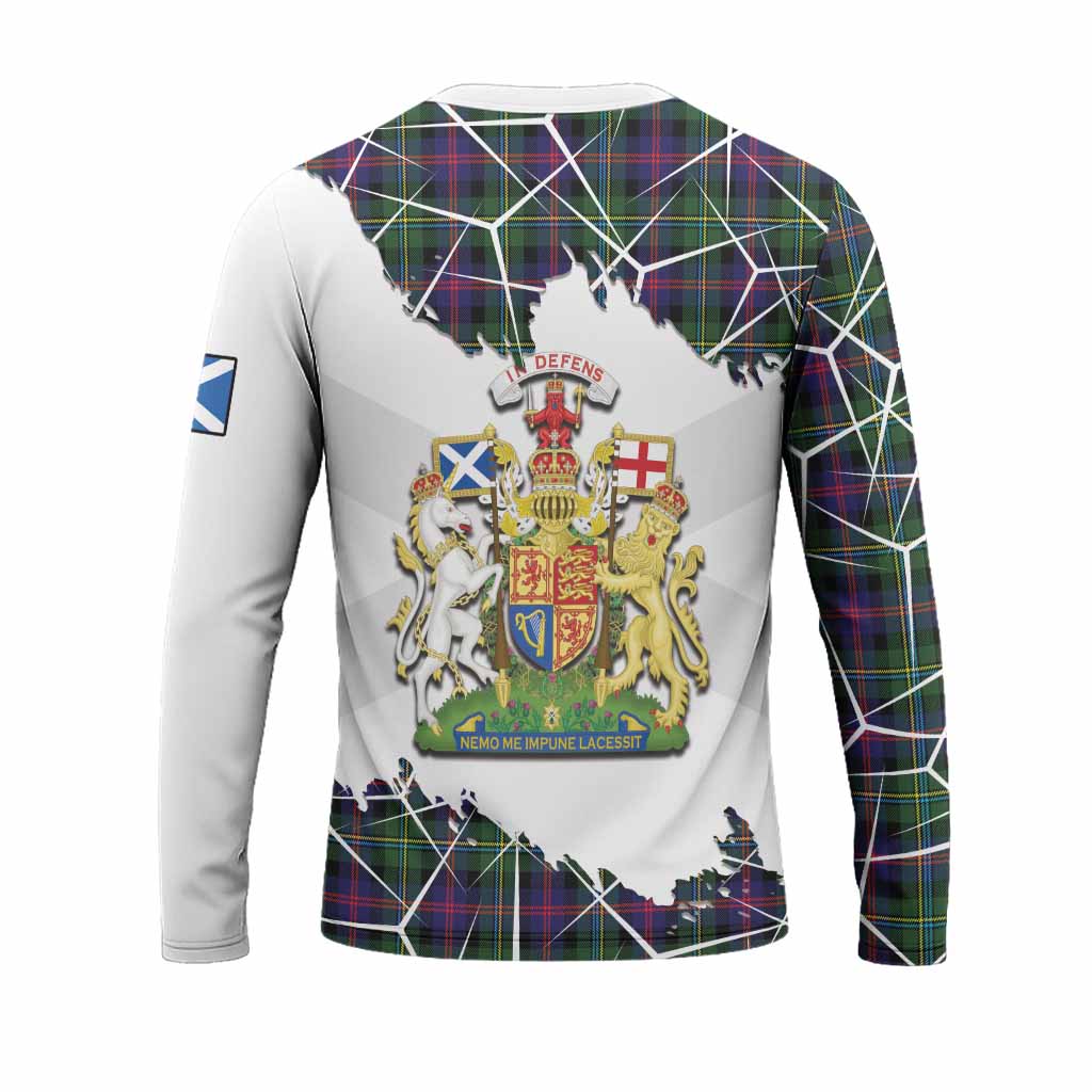 Malcolm Tartan Long Sleeve T-Shirt with Family Crest and Lion Rampant Grunge Style