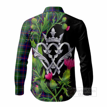 Malcolm Tartan Luckenbooth Long Sleeve Button Shirts Silver Heart Crown Thistle Floral - Tartan Vibes Clothing