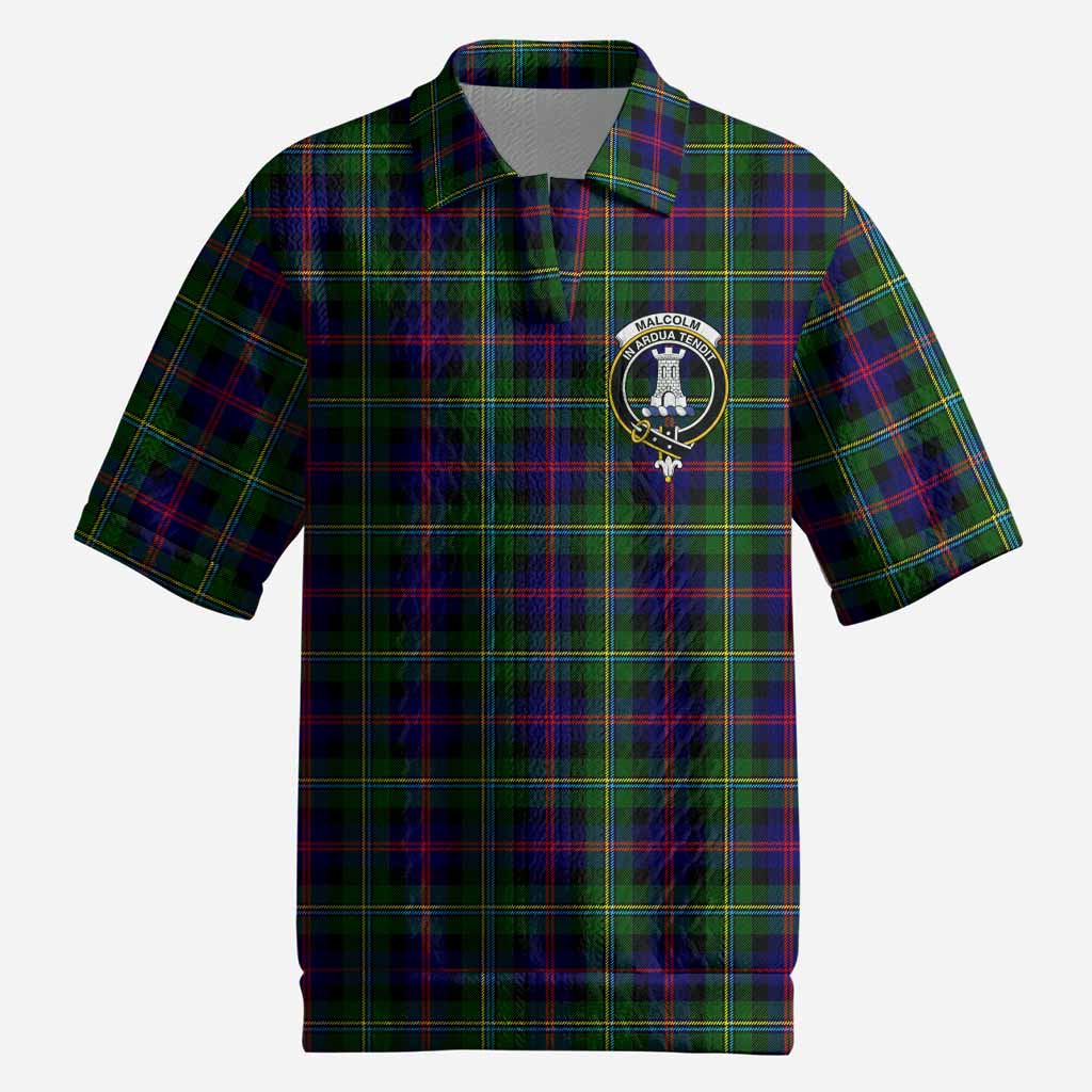 Malcolm Tartan Men’s Polo Sweater Top with Family Crest