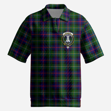 Malcolm Tartan Men’s Polo Sweater Top with Family Crest