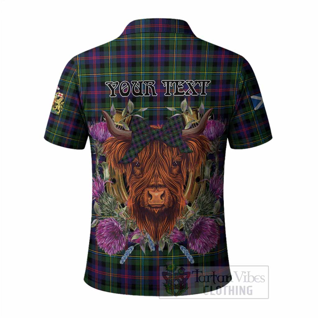Malcolm Tartan Polo Shirt Scottish Thistle Heilan Coo