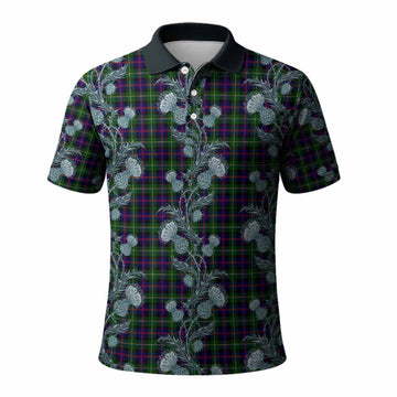 Malcolm Tartan Polo Shirt Seamless Scottish Thistle Flowers