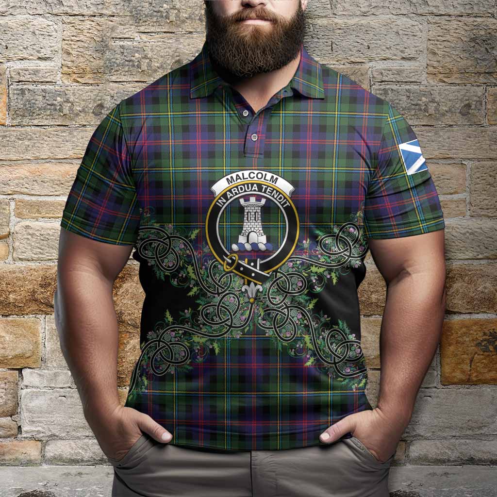 Malcolm Tartan Polo Shirt Thistle Scottish Spirit