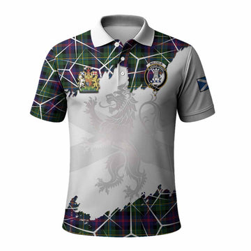 Malcolm Tartan Polo Shirt with Family Crest and Lion Rampant Grunge Style