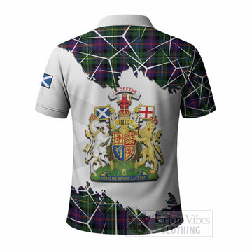 Malcolm Tartan Polo Shirt with Family Crest and Lion Rampant Grunge Style