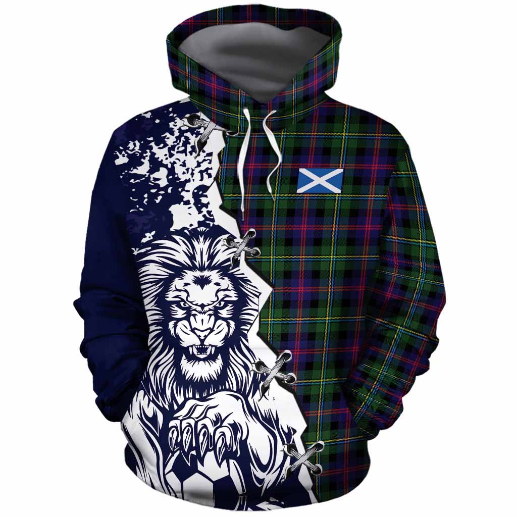 Malcolm Tartan Scottish Cotton Hoodie Angry Lion With Soccer Ball Style