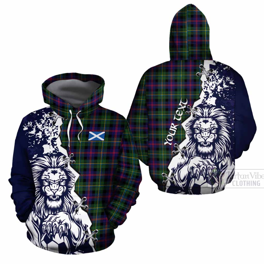 Malcolm Tartan Scottish Cotton Hoodie Angry Lion With Soccer Ball Style