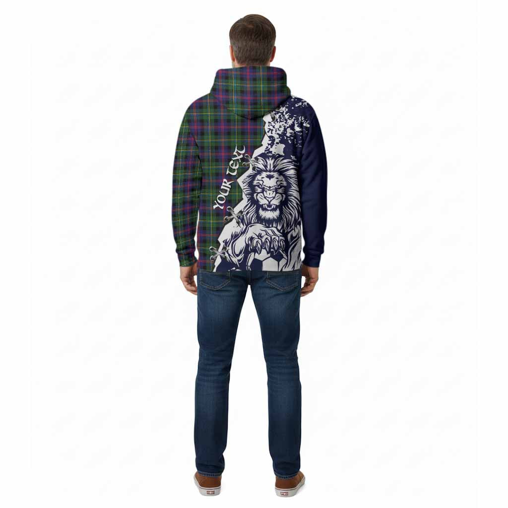 Malcolm Tartan Scottish Cotton Hoodie Angry Lion With Soccer Ball Style