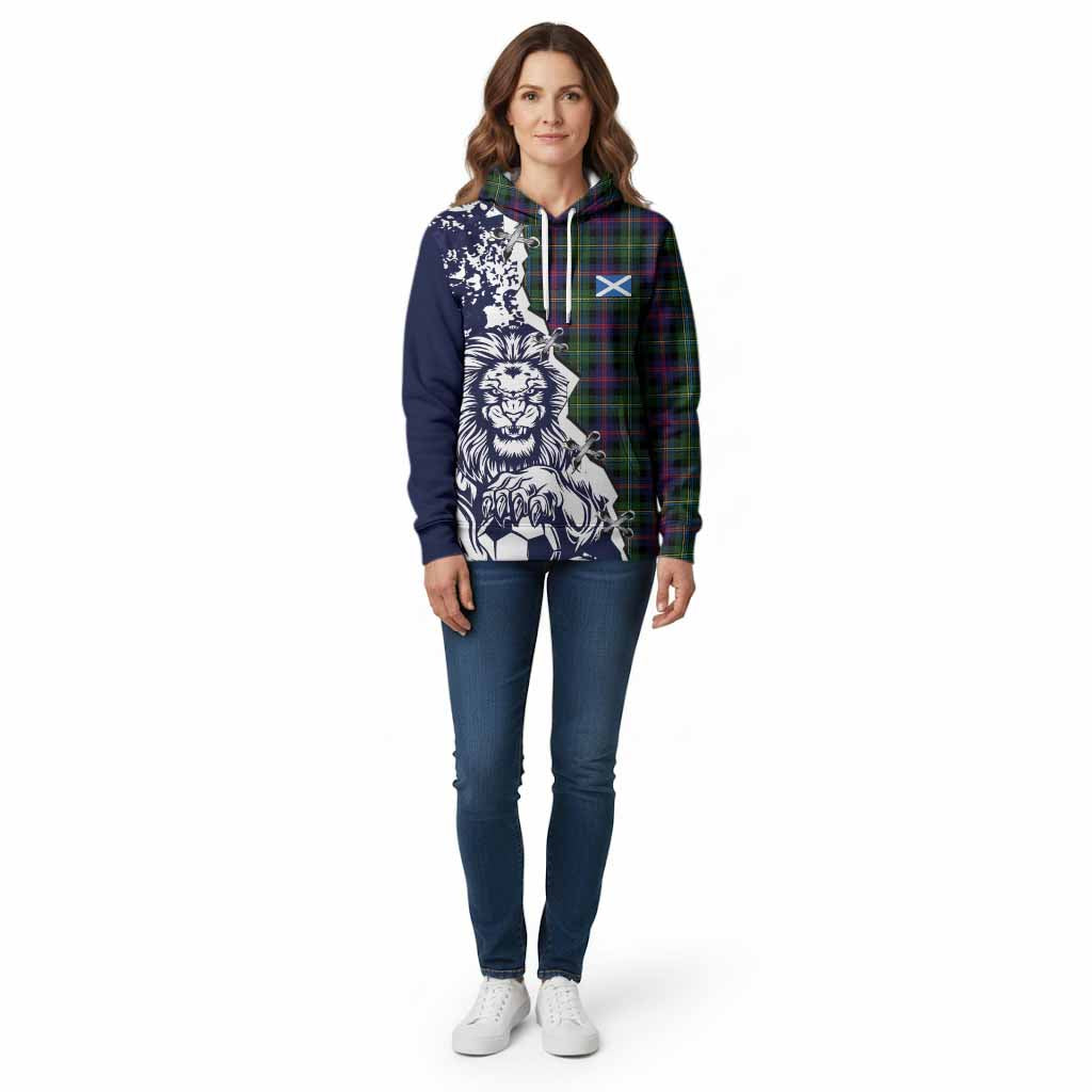 Malcolm Tartan Scottish Cotton Hoodie Angry Lion With Soccer Ball Style