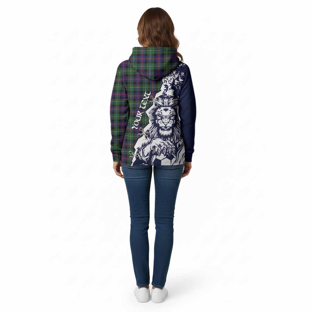 Malcolm Tartan Scottish Cotton Hoodie Angry Lion With Soccer Ball Style