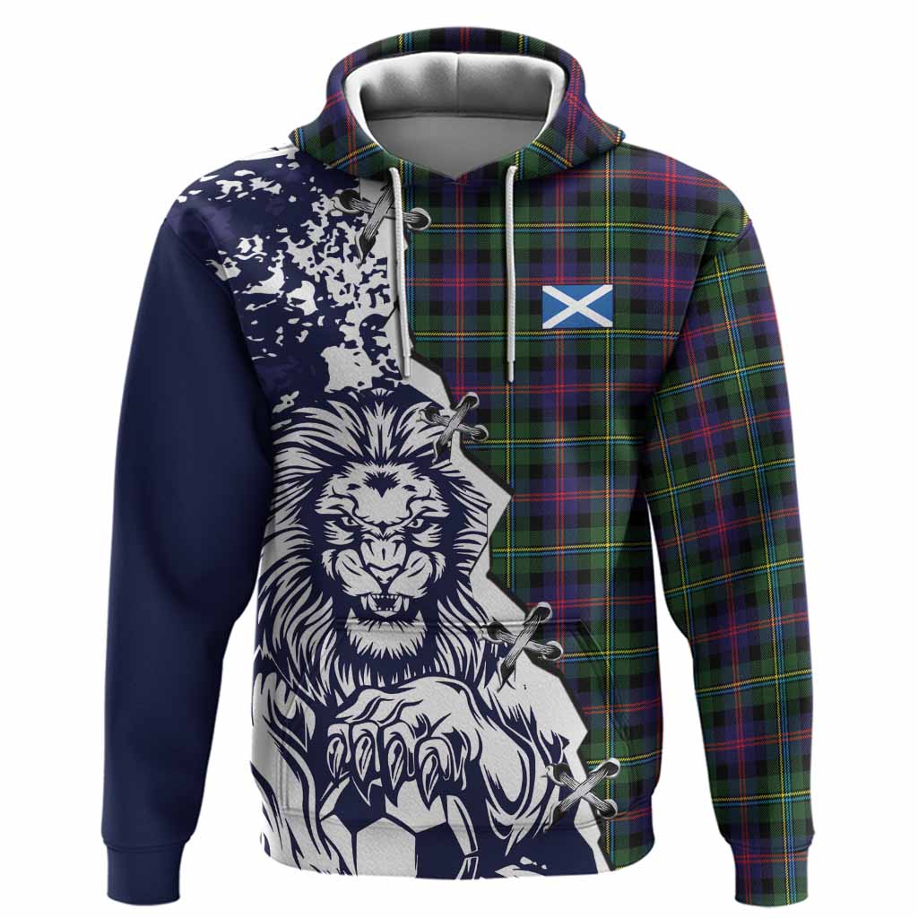 Malcolm Tartan Scottish Hoodie Angry Lion With Soccer Ball Style