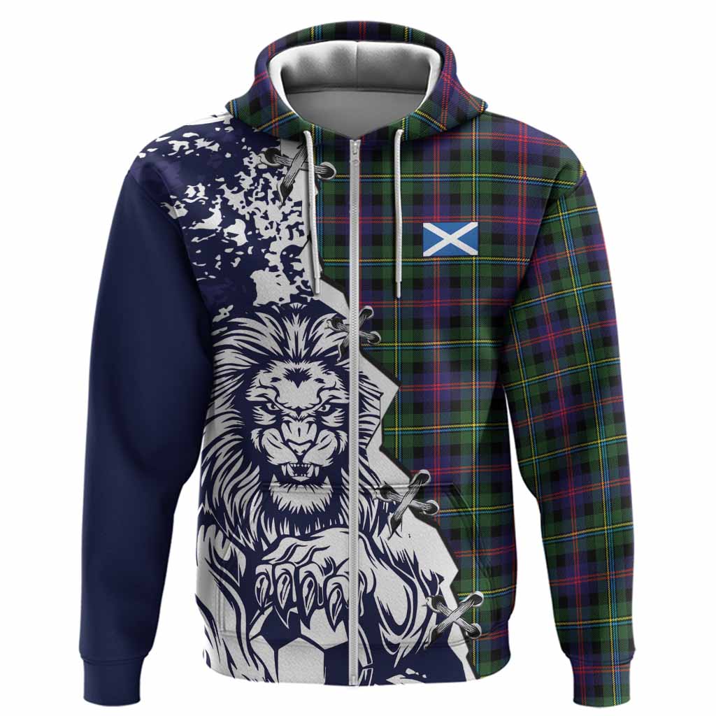 Malcolm Tartan Scottish Hoodie Angry Lion With Soccer Ball Style