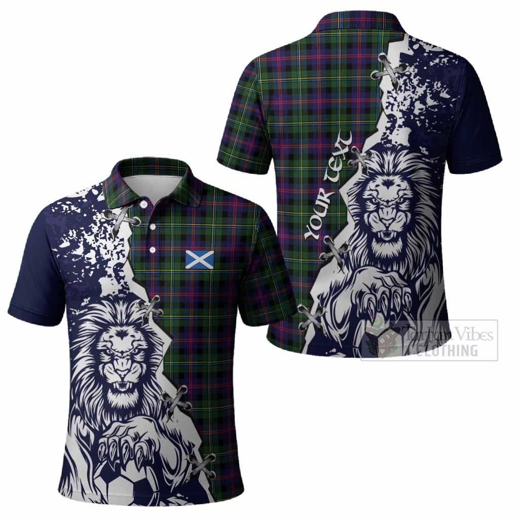 Malcolm Tartan Scottish Polo Shirt Angry Lion With Soccer Ball Style