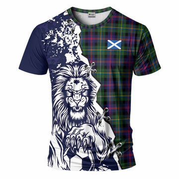 Malcolm Tartan Scottish T-Shirt Angry Lion With Soccer Ball Style