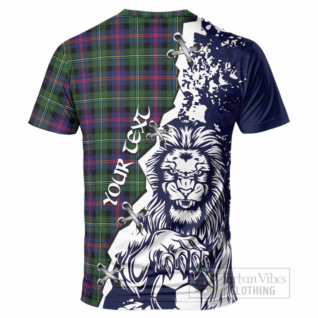 Malcolm Tartan Scottish T-Shirt Angry Lion With Soccer Ball Style