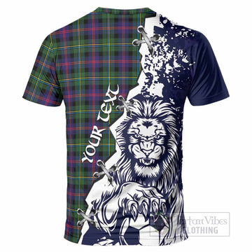 Malcolm Tartan Scottish T-Shirt Angry Lion With Soccer Ball Style