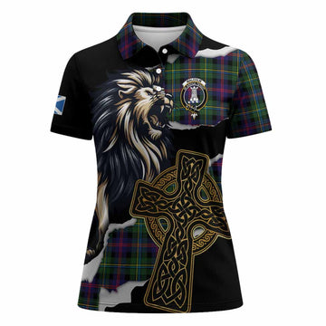 Malcolm Tartan Scottish Women Polo Shirt Lion Celtic Heritage