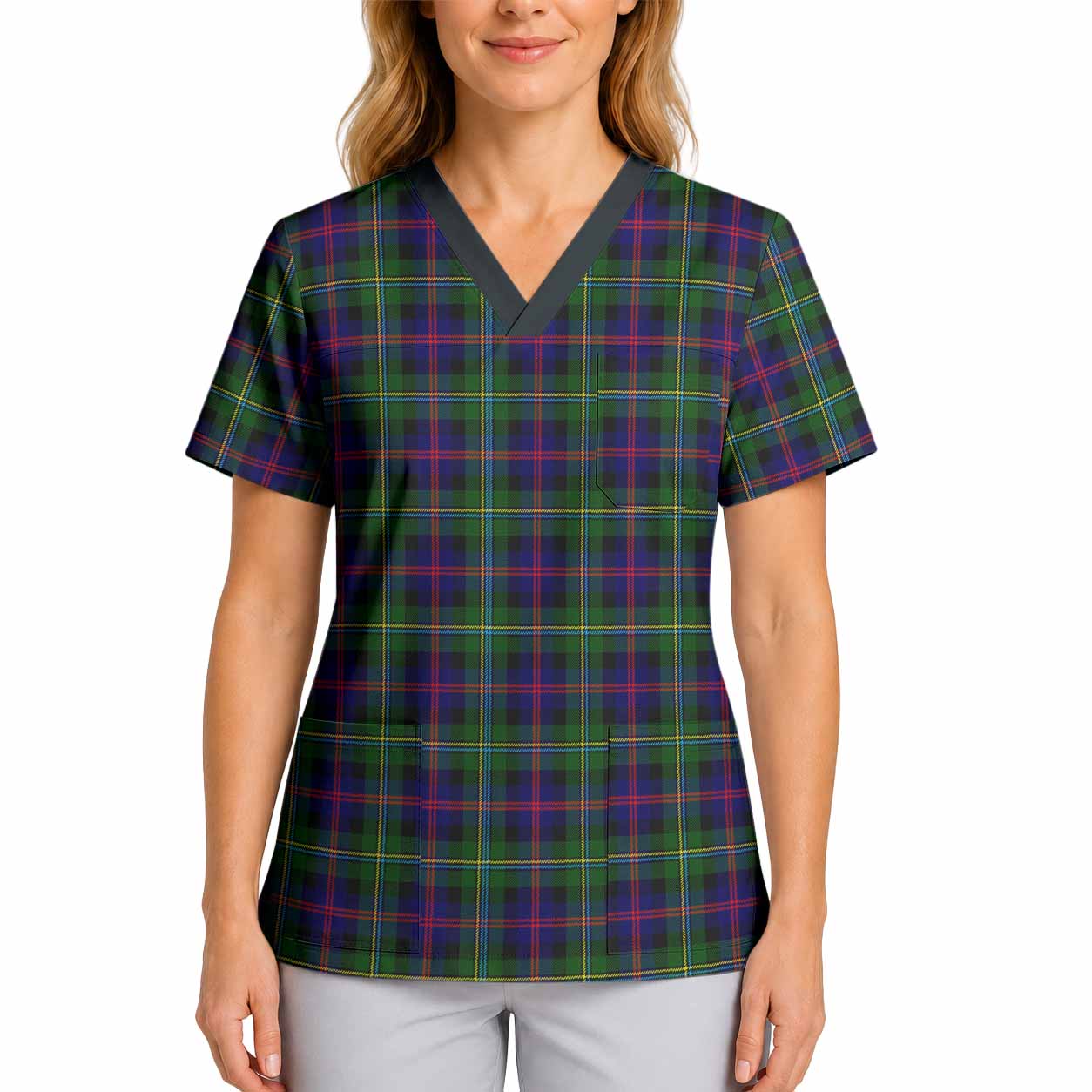 Malcolm Tartan Scrub Top 4XL - Tartan Vibes Clothing