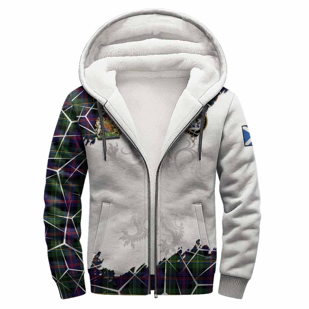 Malcolm Tartan Sherpa Hoodie with Family Crest and Lion Rampant Grunge Style