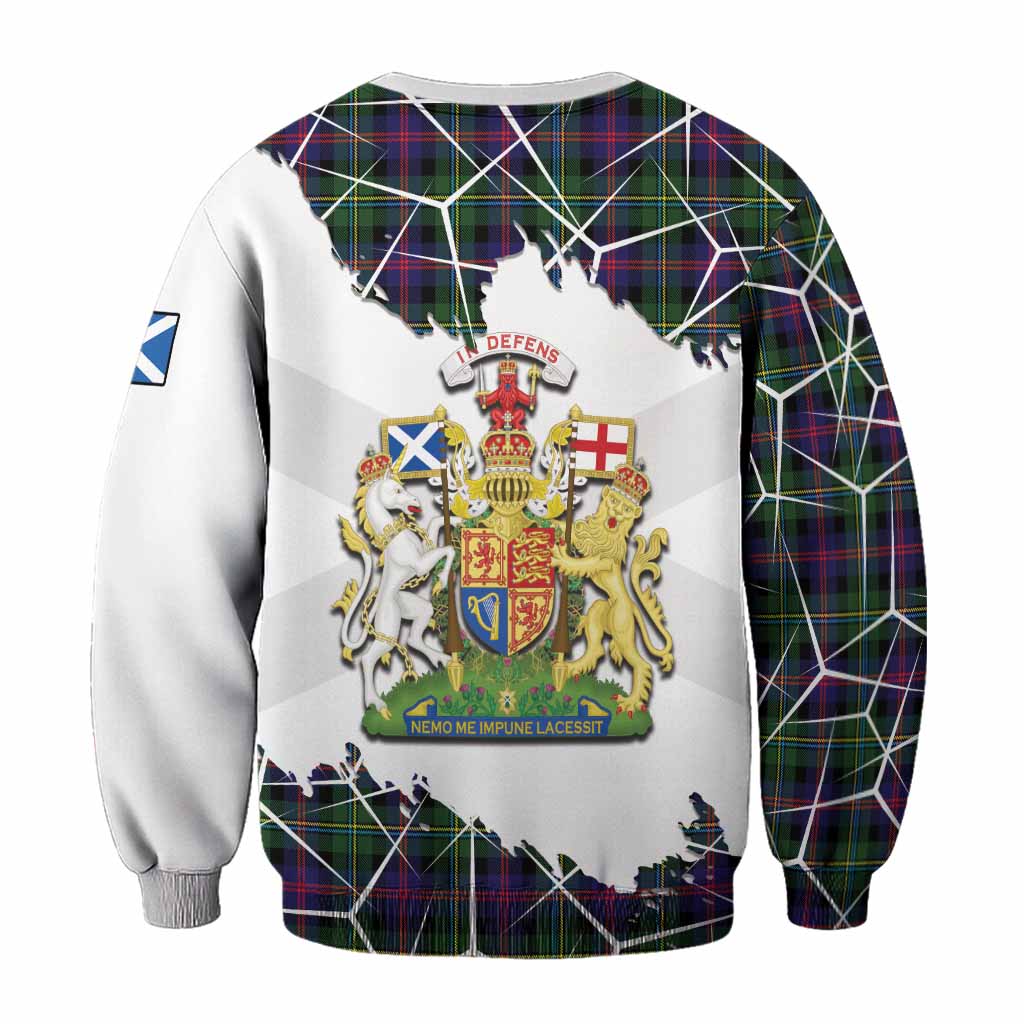 Malcolm Tartan Sweatshirt with Family Crest and Lion Rampant Grunge Style