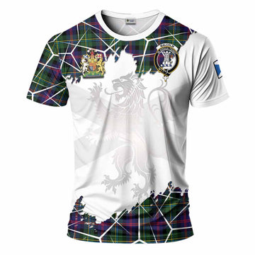 Malcolm Tartan T-Shirt with Family Crest and Lion Rampant Grunge Style