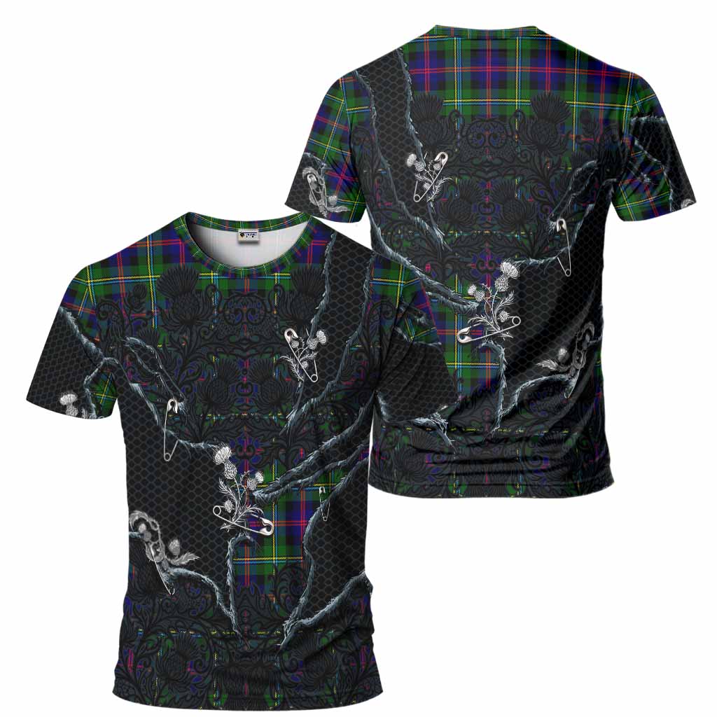 Malcolm Tartan Thistle Dark Gothic T-Shirt - Tartan Vibes Clothing