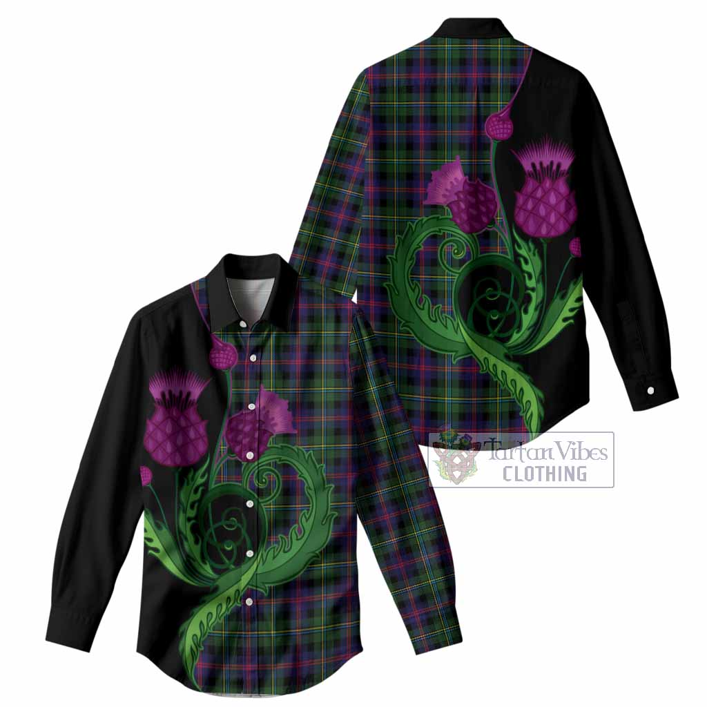 Malcolm Tartan Women Casual Shirt Traditional Scottish Thistle