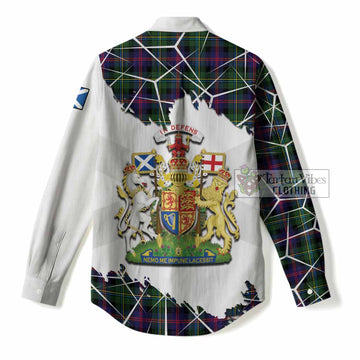 Malcolm Tartan Women Casual Shirt with Family Crest and Lion Rampant Grunge Style