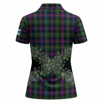Malcolm Tartan Women Polo Shirt Thistle Scottish Spirit