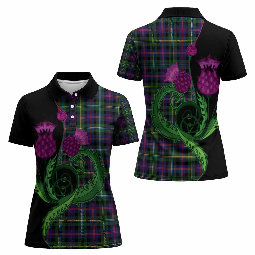 Malcolm Tartan Women Polo Shirt Traditional Scottish Thistle