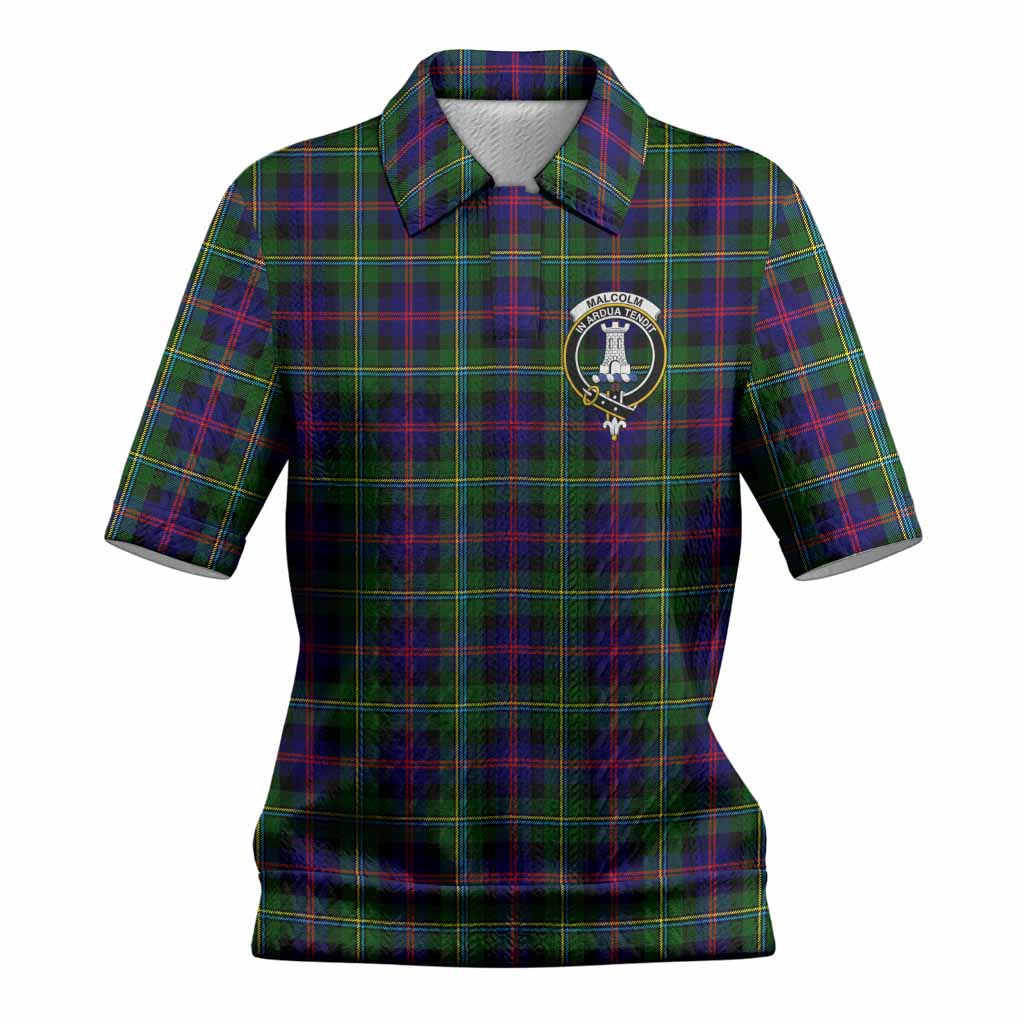 Malcolm Tartan Women’s Polo Sweater Top with Family Crest