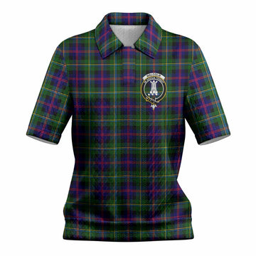 Malcolm Tartan Women’s Polo Sweater Top with Family Crest