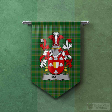 Mall Irish Clan Tartan Gonfalon, Tartan Banner with Coat of Arms