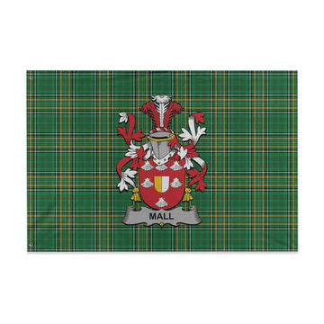 Mall Irish Clan Tartan House Flag with Coat of Arms