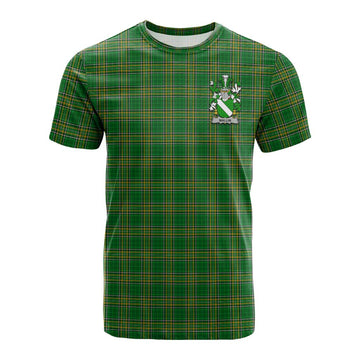 Tartan Vibes Clothing Mallin Irish Clan Tartan Cotton T-shirt with Coat of Arms