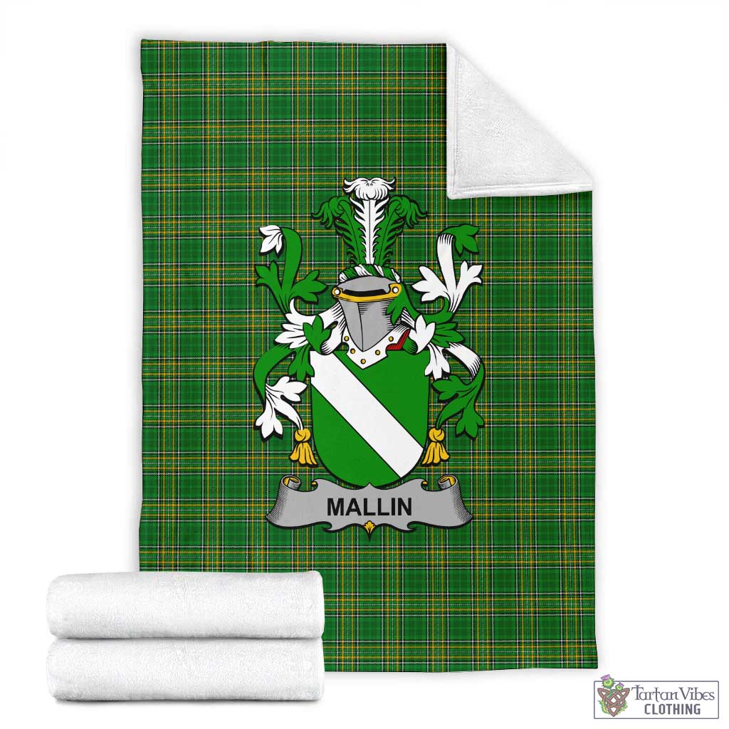 Tartan Vibes Clothing Mallin Irish Clan Tartan Blanket with Coat of Arms