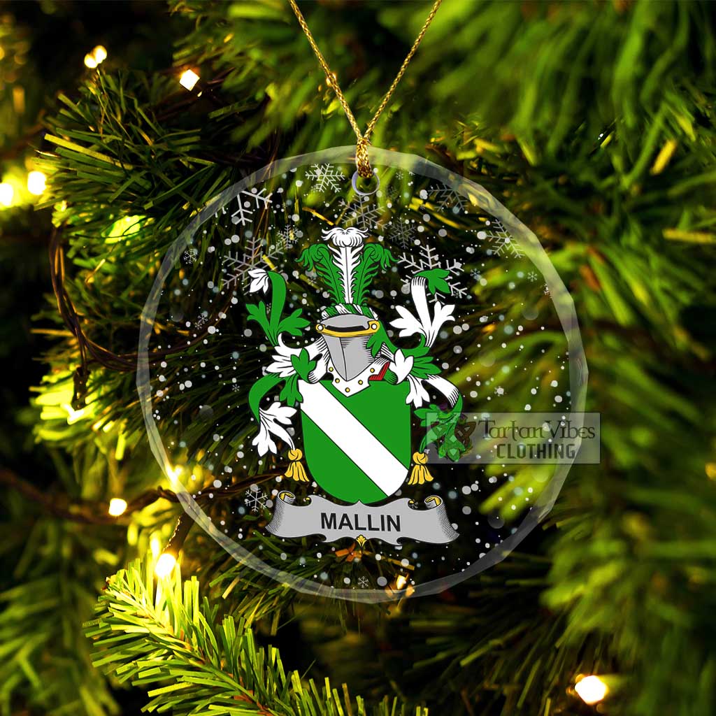 Tartan Vibes Clothing Mallin Irish Clan Christmas Glass Ornament with Coat of Arms