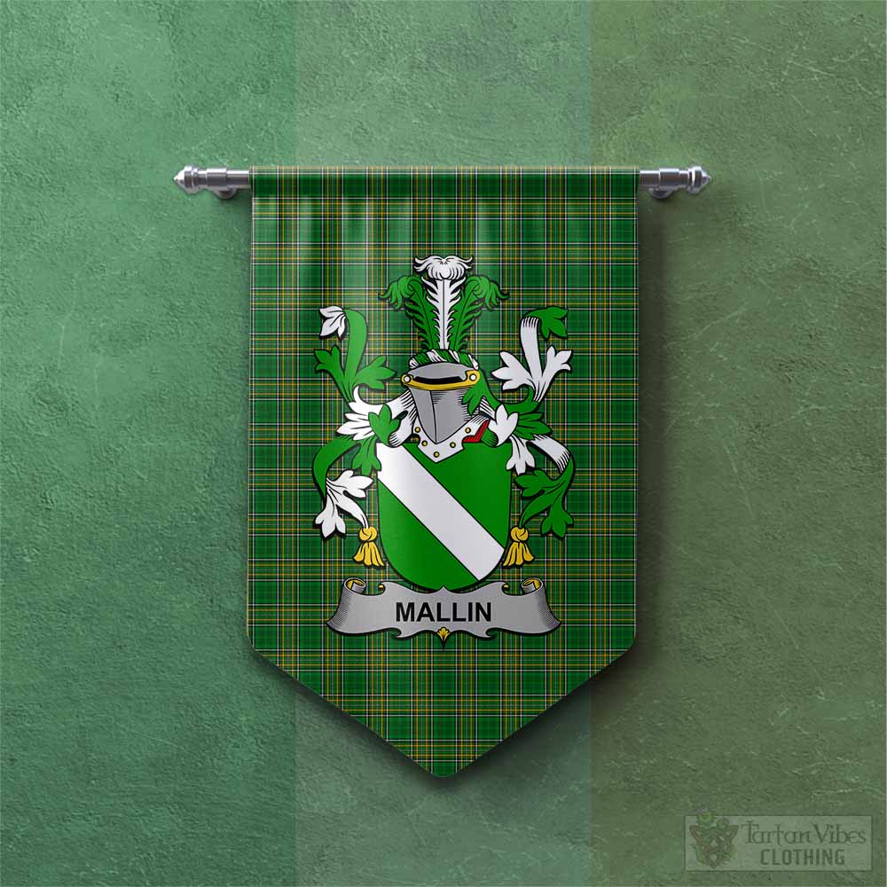 Tartan Vibes Clothing Mallin Irish Clan Tartan Gonfalon, Tartan Banner with Coat of Arms