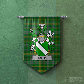 Mallin Irish Clan Tartan Gonfalon, Tartan Banner with Coat of Arms